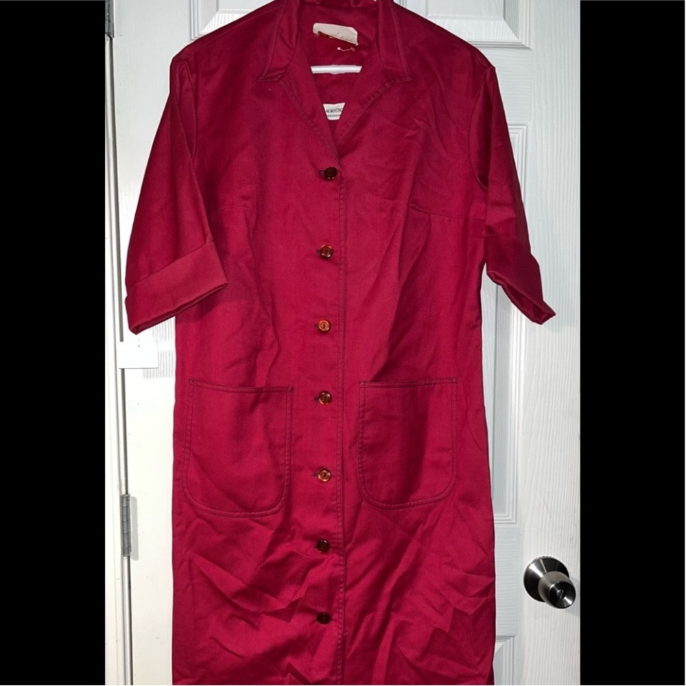 Vintage Elegant Red Button-Up Women's dress.